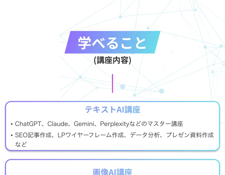 AI CAMPでできるようになることを紹介するセクション