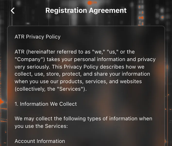 ATRの「Registration Agreement」の冒頭。「ATR (hereinafter referred to as "we," "us," or the "Company")」と書かれているだけで、具体的な会社名・住所・代表者名はどこにも記載されていない