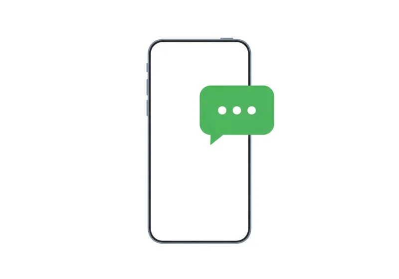 スマホで笑顔で相談ややり取りをしている、寄り添う雰囲気のイラスト