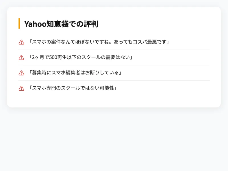 Yahoo知恵袋でカズマルのスクールやスマホ編集について議論されている画面