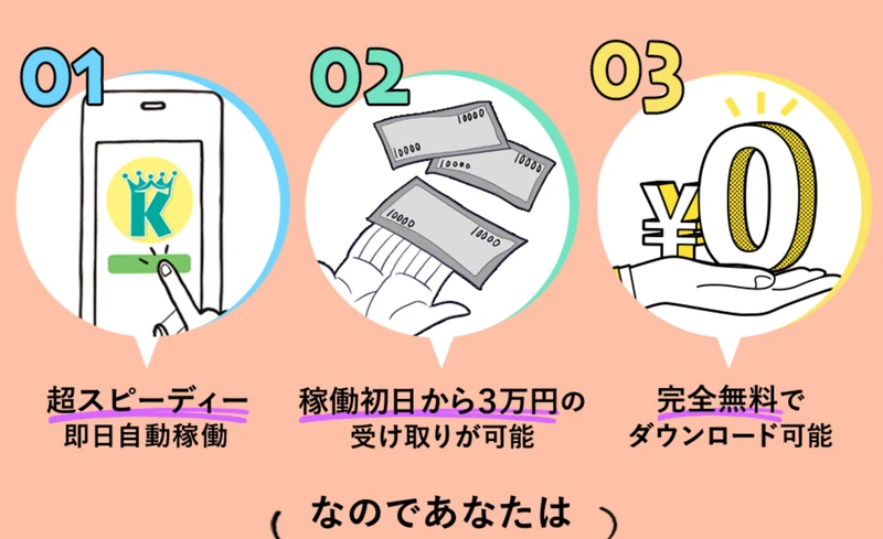 KiNG PayのLINEから届く副業情報。KiNG Payとは関係のない別の副業広告が送られている