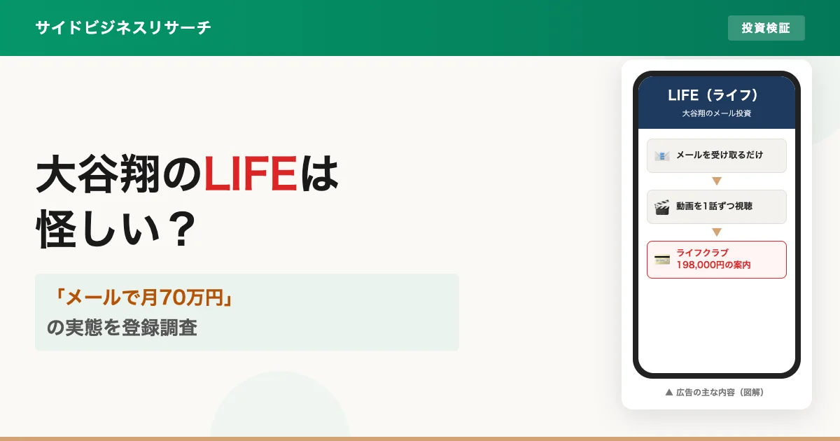大谷翔のLIFEは怪しい？月70万円のメール投資を登録調査した結果