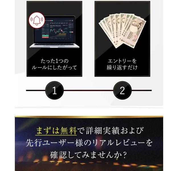 たった1つのルールにしたがってエントリーを繰り返すだけ、1回あたりわずか15秒と書かれた2STEPの説明