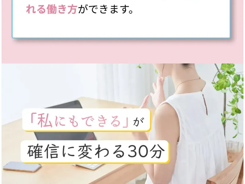ウェブステの広告ページ。「「私にもできる」が確信に変わる30分」と表示されている